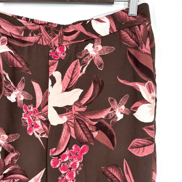 NEW NWT Chicos Sz 0R 0 Regular US 4 Pink Brown Floral Tropical Pull on Pants - Picture 3 of 9
